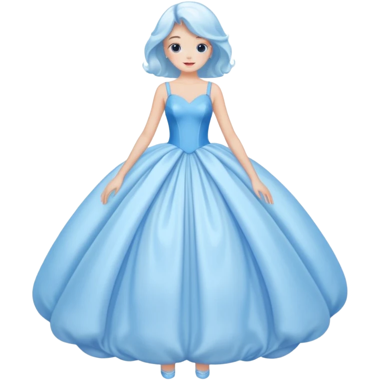 The bubble dress is typically a voluminous ball gown, designed to make Glinda look like she’s literally floating in a bubble. It features:  Pale blue or shimmering white-blue hues (in Ariana Grande’s movie version, it’s a soft, cotton-candy blue). emoji