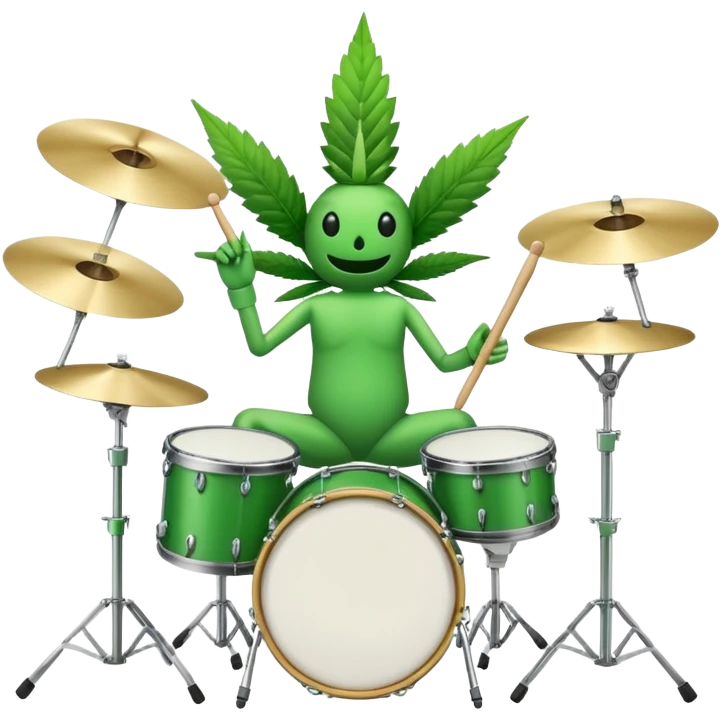 I wanna change up my whole image on Twitch. Currently I have a green galaxy with a planet and moon with a super hero type dude all green outfit with a green serrated cape shaped like a weed leaf and his hair is also shaped like a weed leaf. But I wanna go with something different and simplified. I wanna just go with a Cannabis Bud with maybe stick arms and legs with maybe like green sneakers. that way I can have him play drums, guitar or singing with a mic for my Sub Emoji's for Twitch. Do you think you could help me? emoji