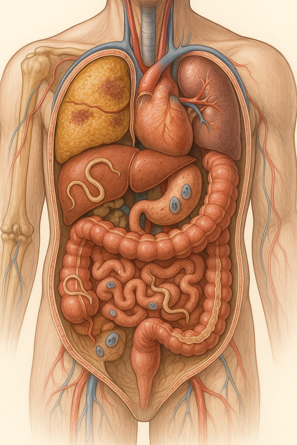 Parassiti all'interno dell'intestino che alterano tutto del corpo umano emoji