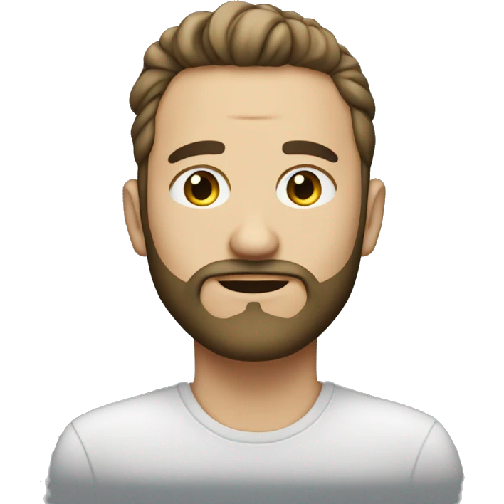 30 yea old male, handsome, small eye, Beard on the chin, Light white skin, Fancy background emoji