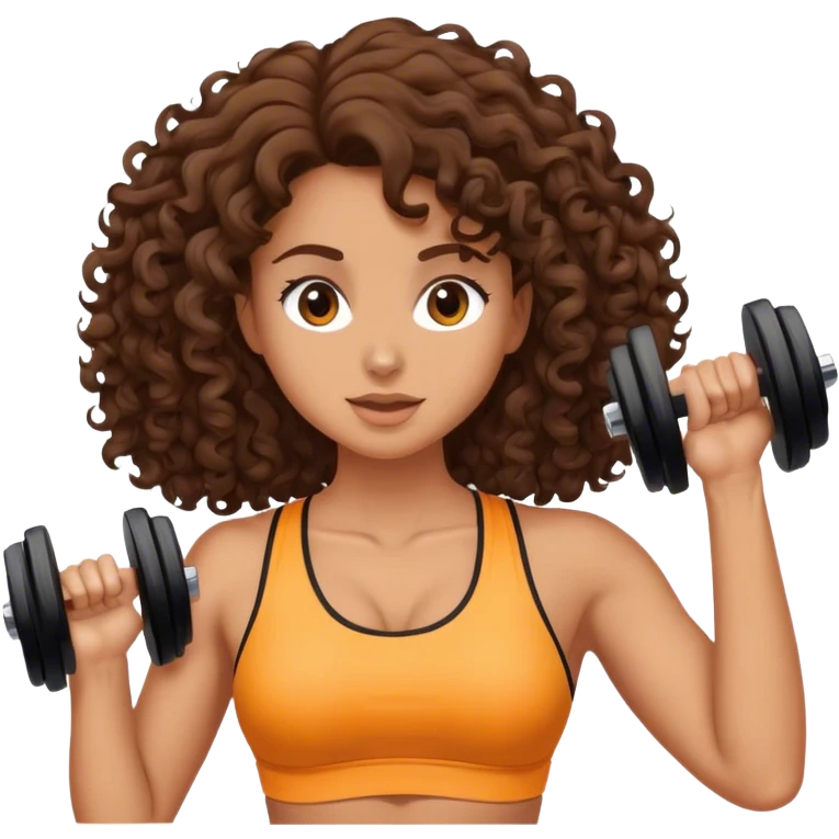 brunete curl medium hair woman working out emoji