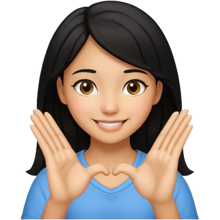 Smiling girl doing the Japanese  heart emoji
