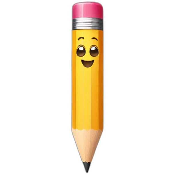 pencil with a happy face emoji