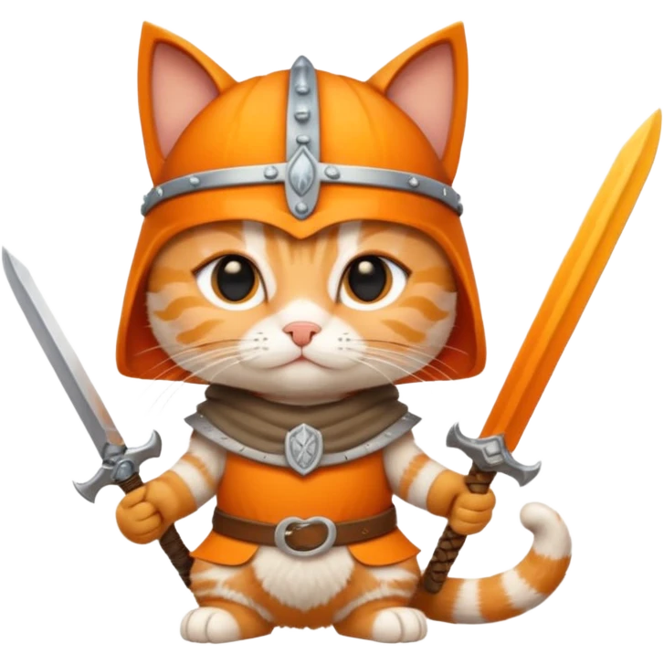 Viking Cat in viking hat holding tiny sword emoji