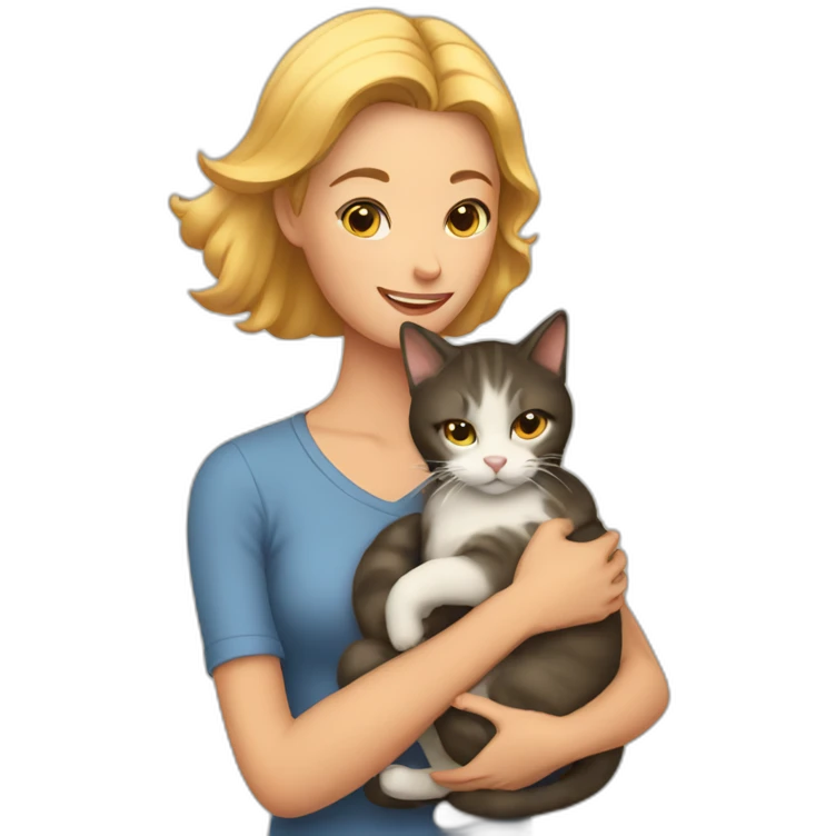 Woman hugs a cat  emoji