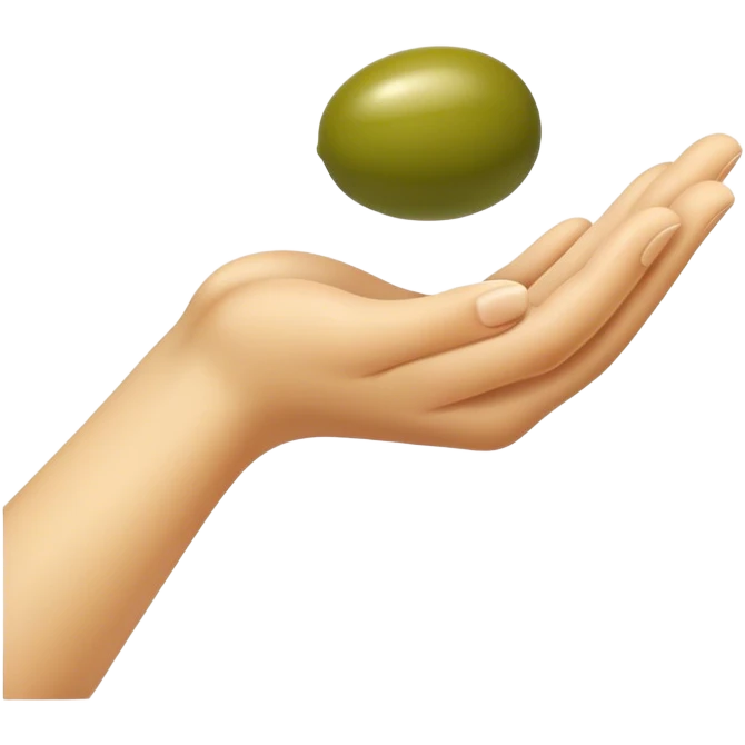 Hand holds 1 green olive emoji