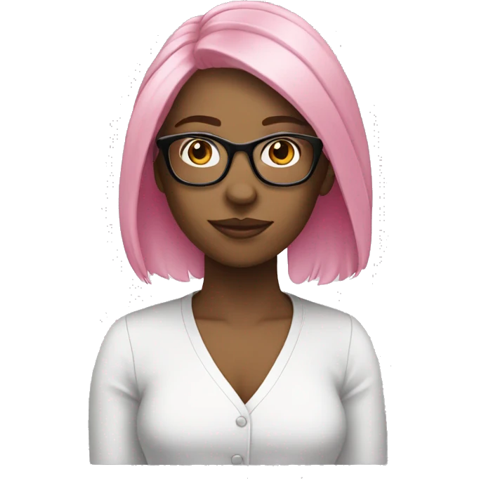 Pink hair, white woman whit glasses emoji