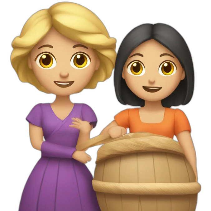 Mujer rubia y mujer morena en tabla de padlle emoji