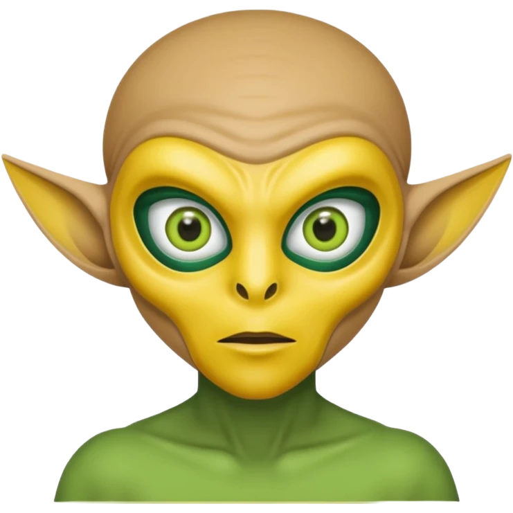 an alien with yellow mask and shirt, half upon
 emoji
