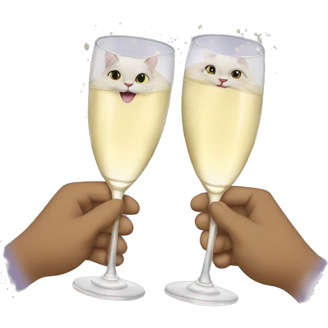 two cats cheers champagne emoji