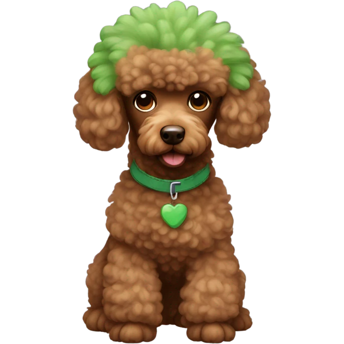 Brown poodle with a green Mohawk  emoji