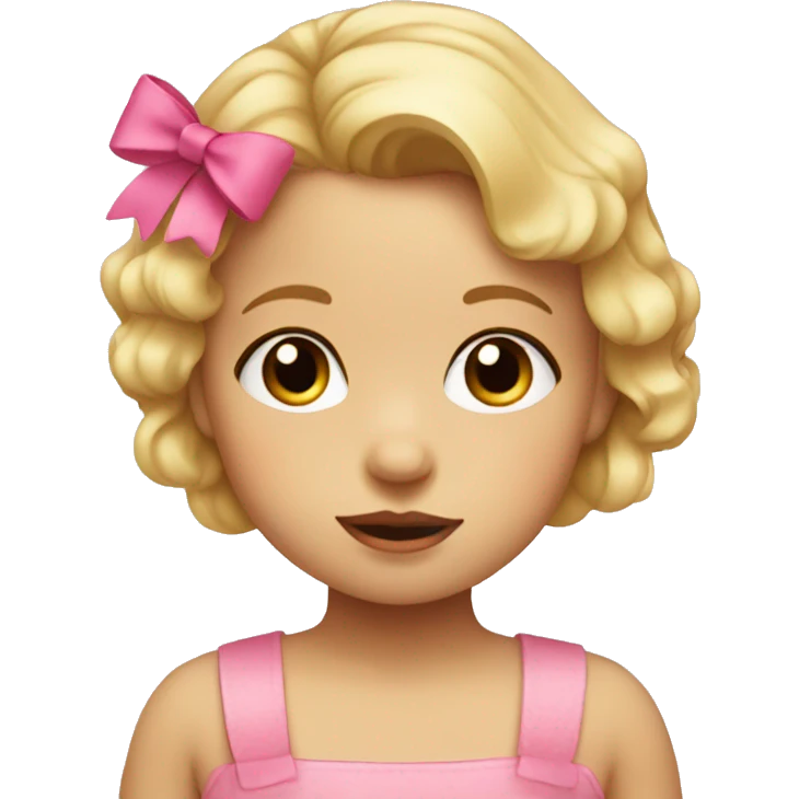 Toddler girl with short blonde hair and pink bow emoji