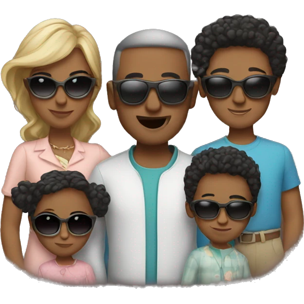 4 family wearing sunglasses emoji