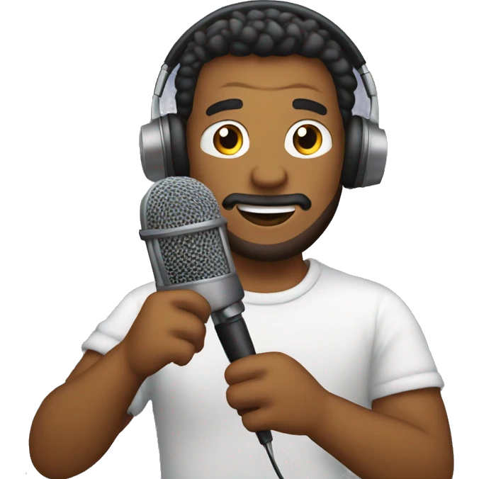 a guy creating a podcast with a mic emoji