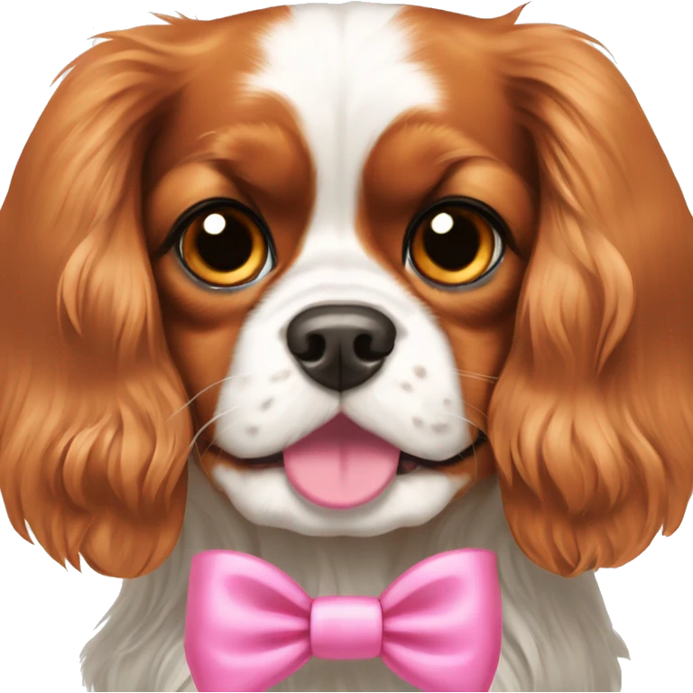 cavalier king charles spaniel dog wearing a pink bow emoji