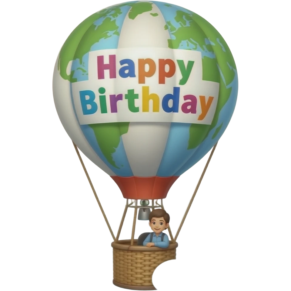 HAPPY BIRTHDAY WORLD TRAVELER ON HOT AIR BALLOON emoji