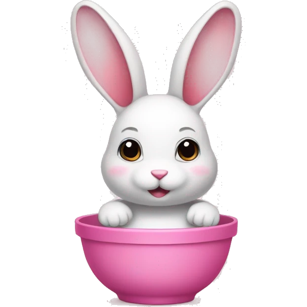 the most cute bunnie with pink bowls emoji