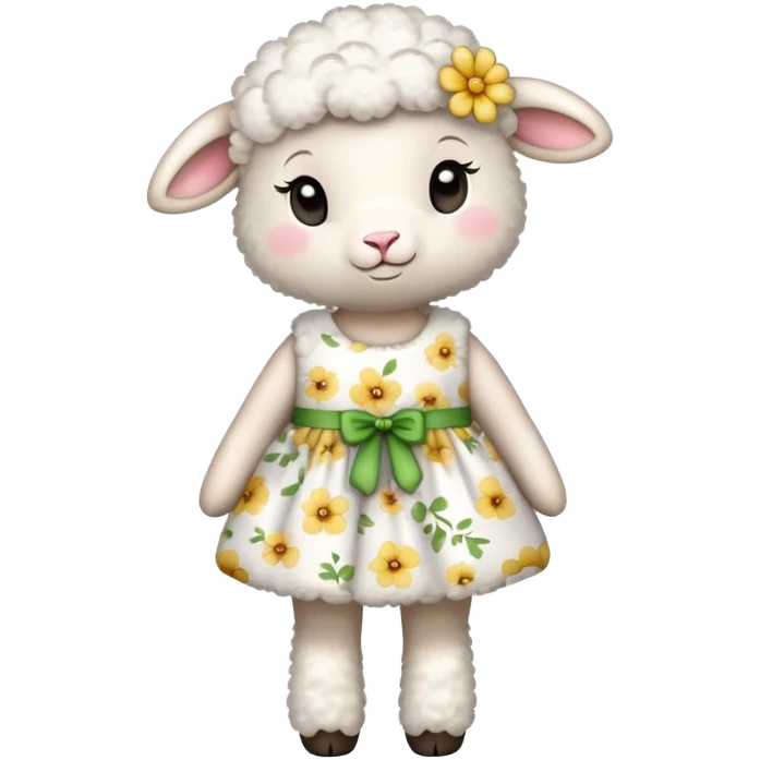 Little lamb wearing flower dress emoji