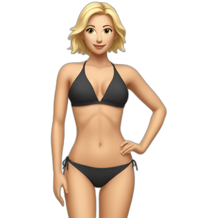 Sexy pose soft-fit Caucasian woman bikini (beach body) circles emoji