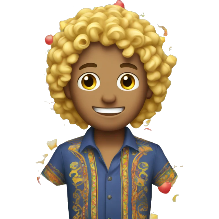 Man with blonde curly hair having a fiesta emoji