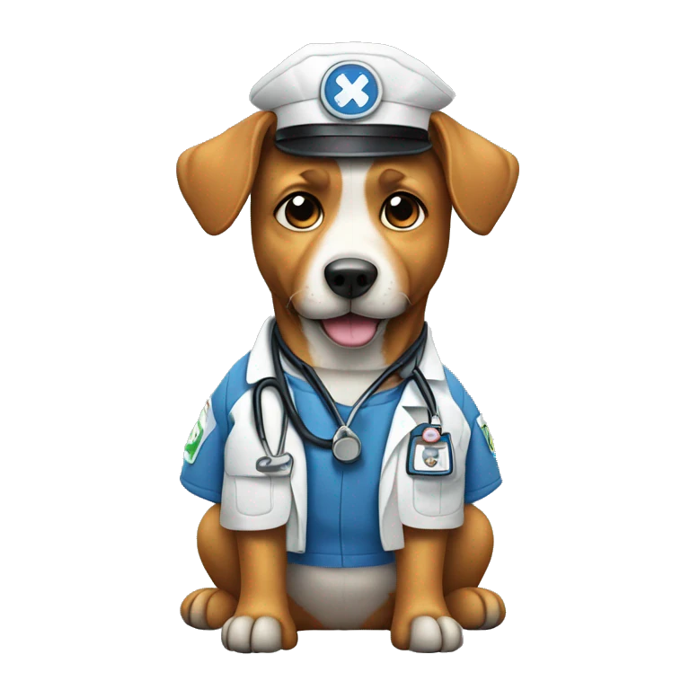 Dog dressed as an EMT emoji