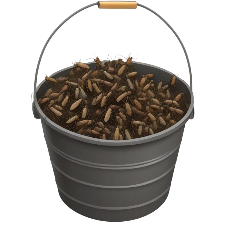 A bucket filled with crickets emoji