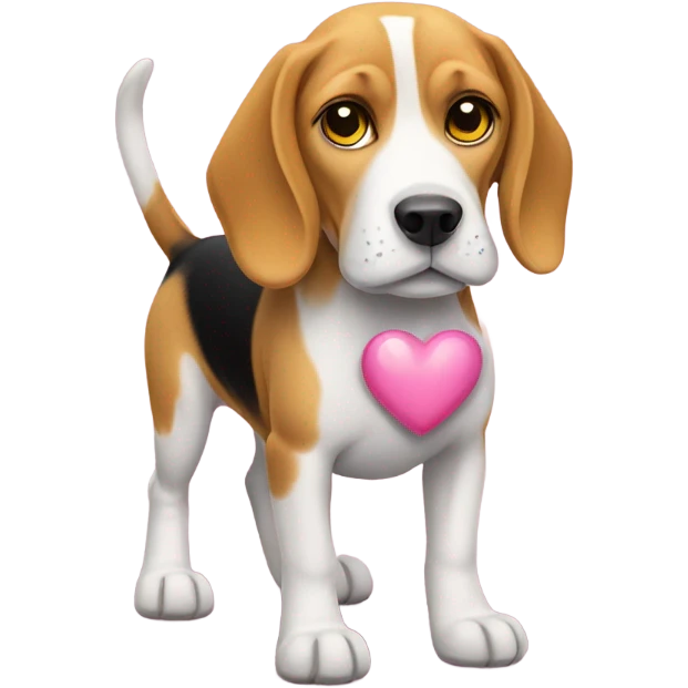 Beagle limon with a pink heart emoji