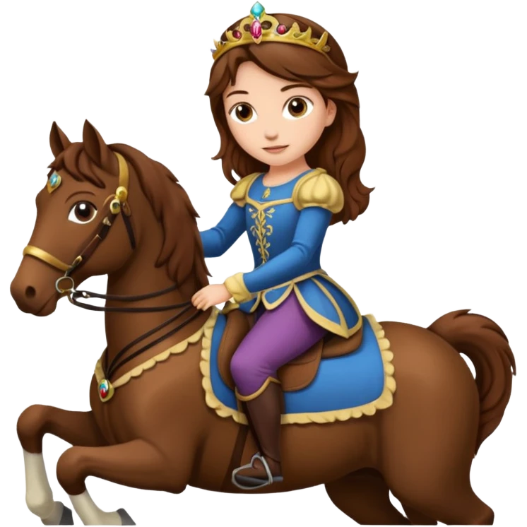 Renaissance princess with brown hair on horse emoji