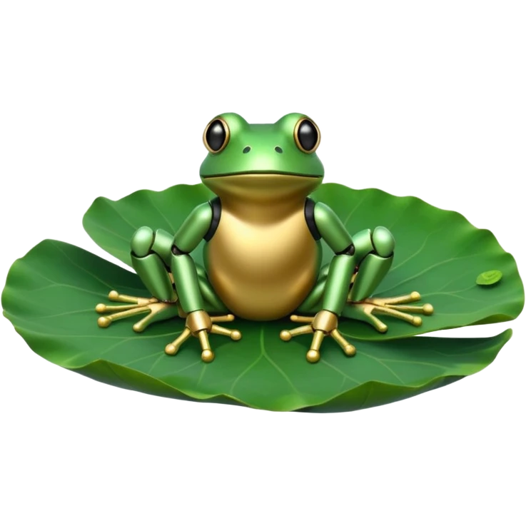 robot frog on lotus leaf emoji