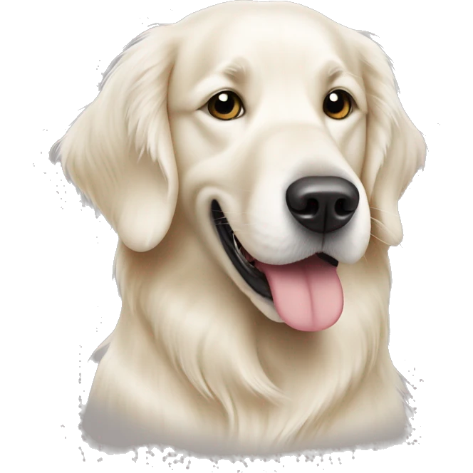 White golden retriever with an espresso martini emoji