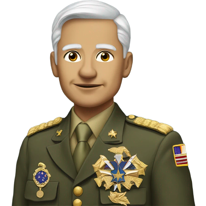 Light skin four star general  emoji