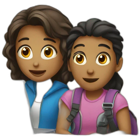 A girl and a boy watching movie in a laptop emoji