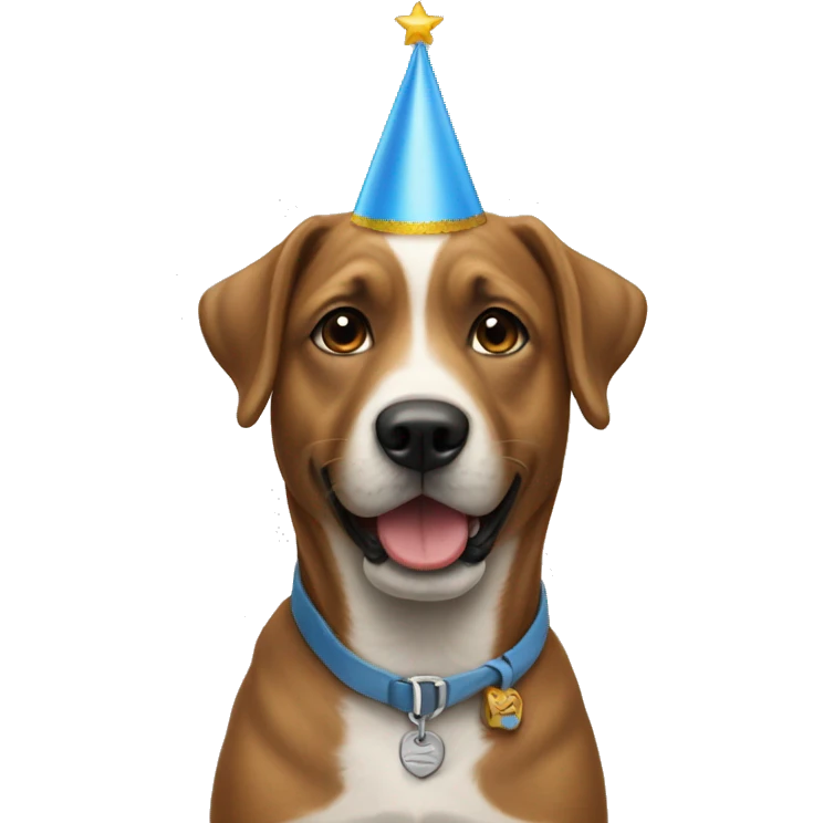 Un chien qui fête son anniversaire emoji