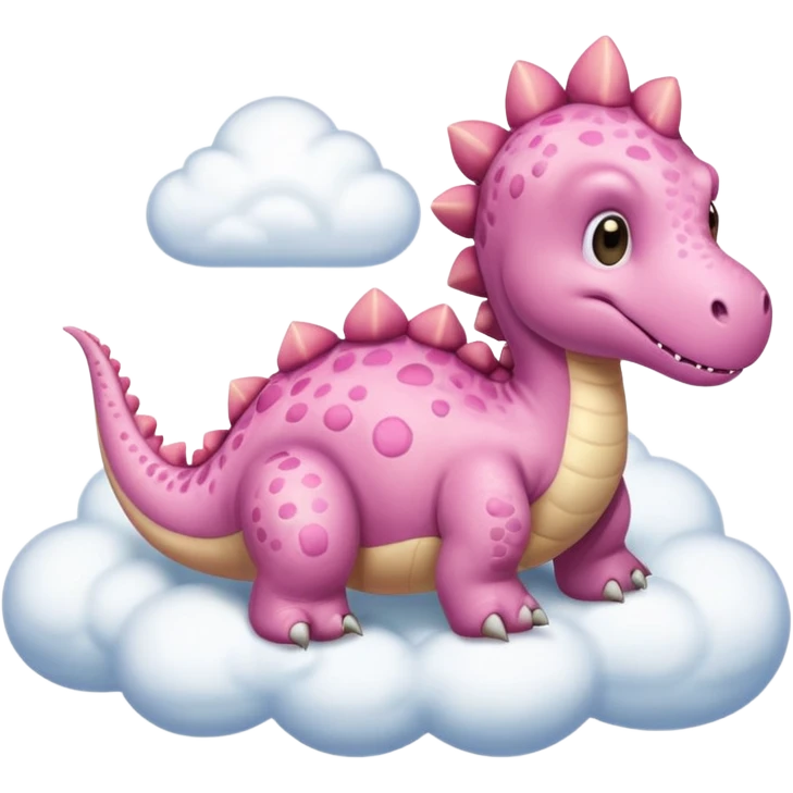 Dinosaurio rosa tierno, diciendo en una nube "Raw" emoji