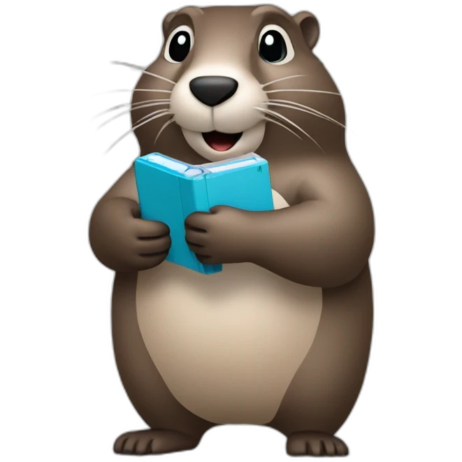 Gray groundhog holding a Nintendo DS emoji