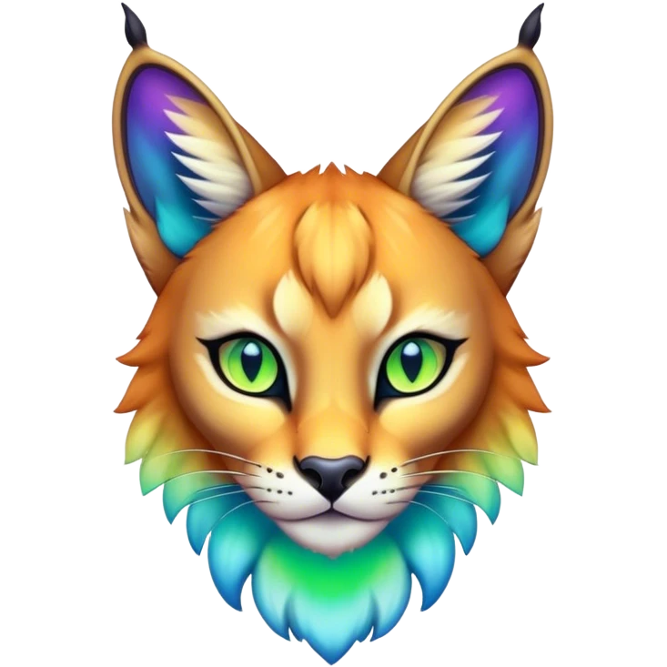 An iridescent transparent  colorful lynx-caracal-serval-fakemon-creature-hybrid emoji