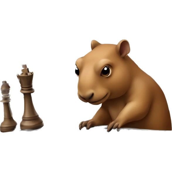 Capibara with chess board on a table playing chess emoji
