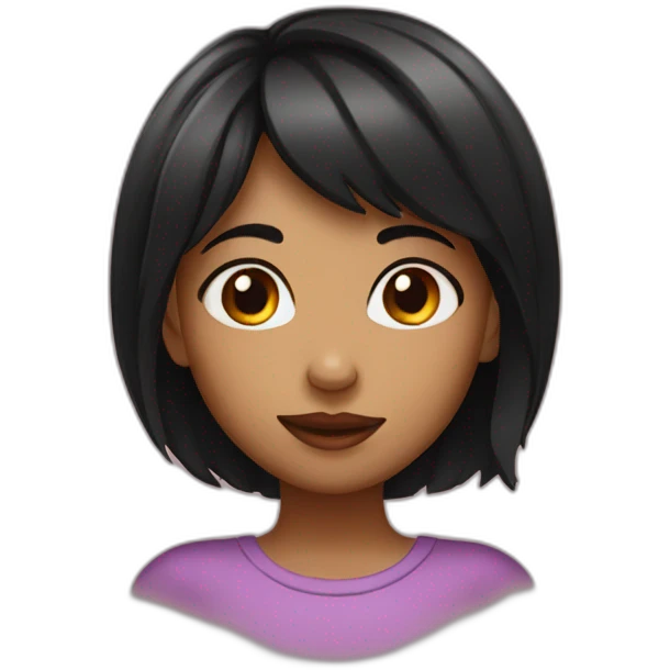 girl with black hai smirking and kisses around  emoji
