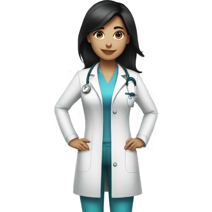 standing female doctor with full length blackhair and Blue eyes  emoji