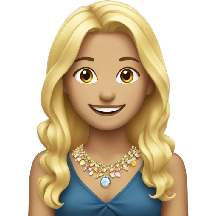 blonde girls with smiles and jewelry emoji