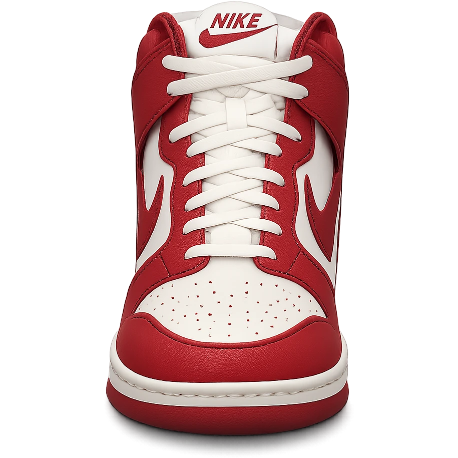 Nike sneaker, retro high-top, red and white, front view, minimal background emoji