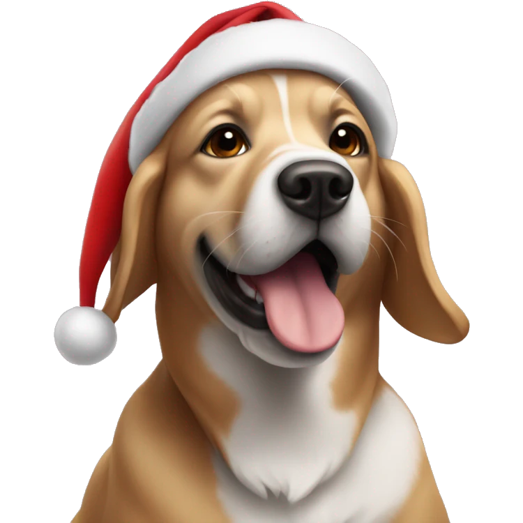 dog wearing santa hat emoji
