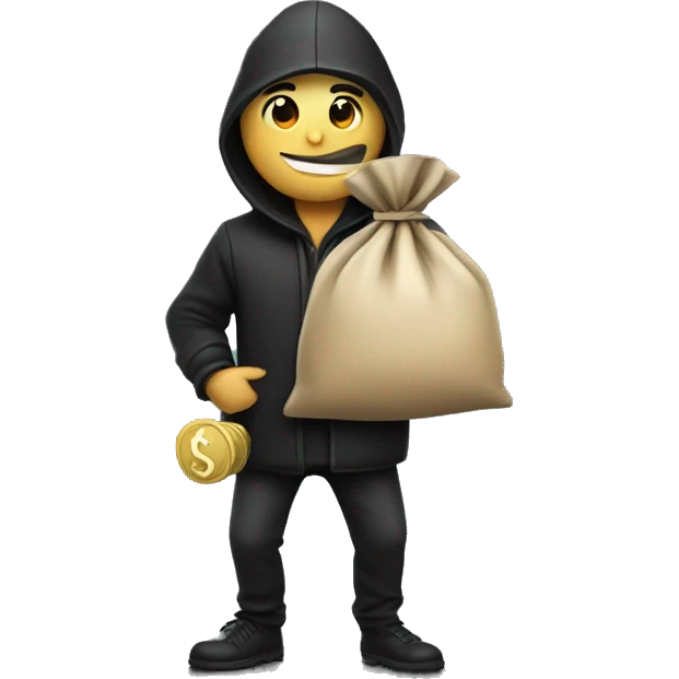 Thief with money bag over shoulders emoji