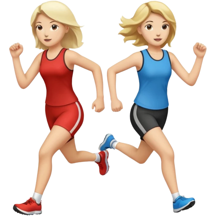 I want 2 women holding hands running in same direction, one is brunette, one is blonde emoji