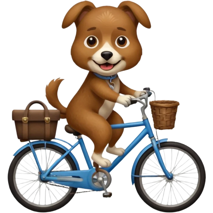 A crazy faced dog riding on a bicycle  emoji
