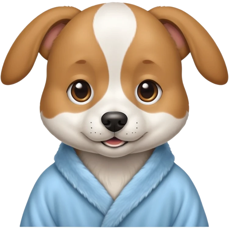 Dog wearing light blue robe emoji