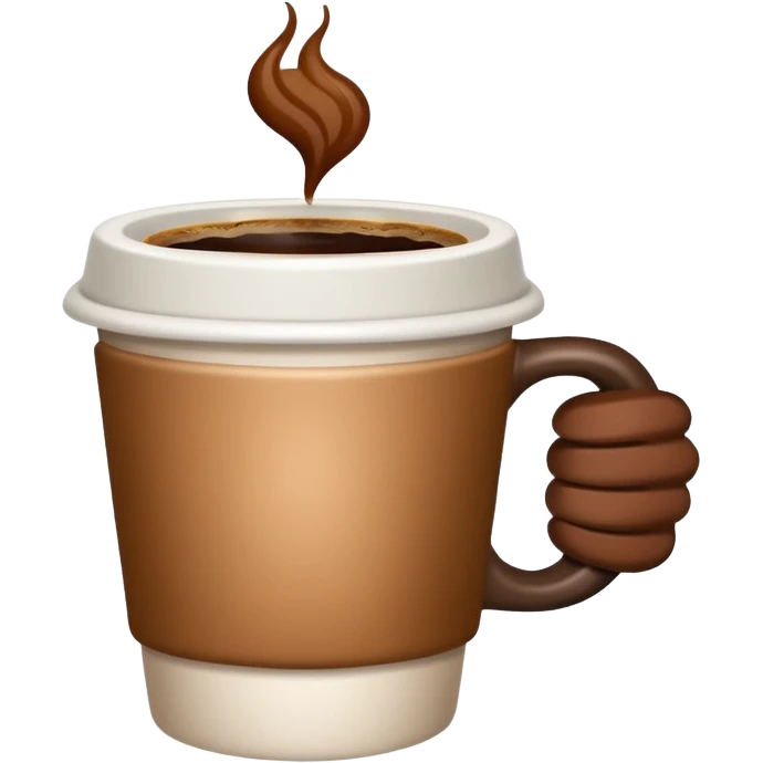 Hand holding a coffee cup emoji
