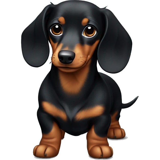 Black and tan long hair dachshund with a  tiny patch of white on the chest  emoji