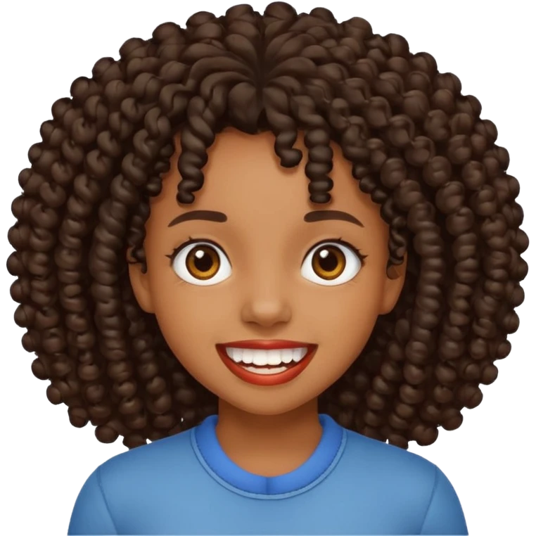 Black girl with curly hair and gap teeth emoji