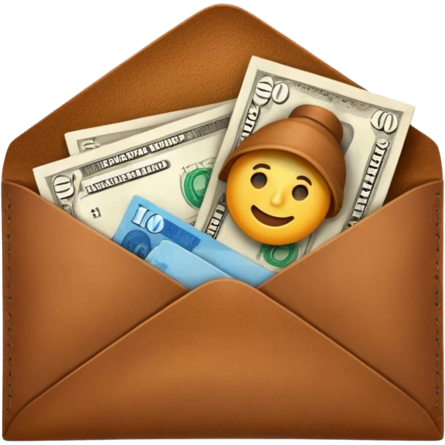 Banknotes wrapped in brown leather envelopes emoji